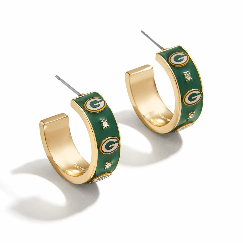 NWT Green Bay Packers WEAR By Erin Andrews x BaubleBar Enamel Hoop Earrings